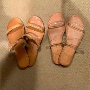 Dolce Vita Slides - clear and braided straw